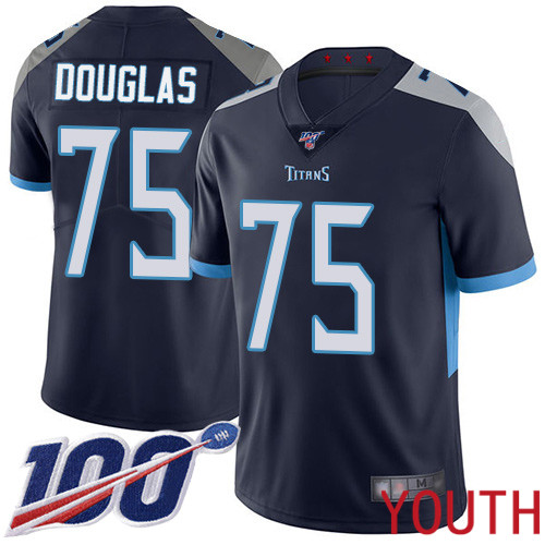 Tennessee Titans Limited Navy Blue Youth Jamil Douglas Home Jersey NFL Football #75 100th Season Vapor Untouchable->youth nfl jersey->Youth Jersey